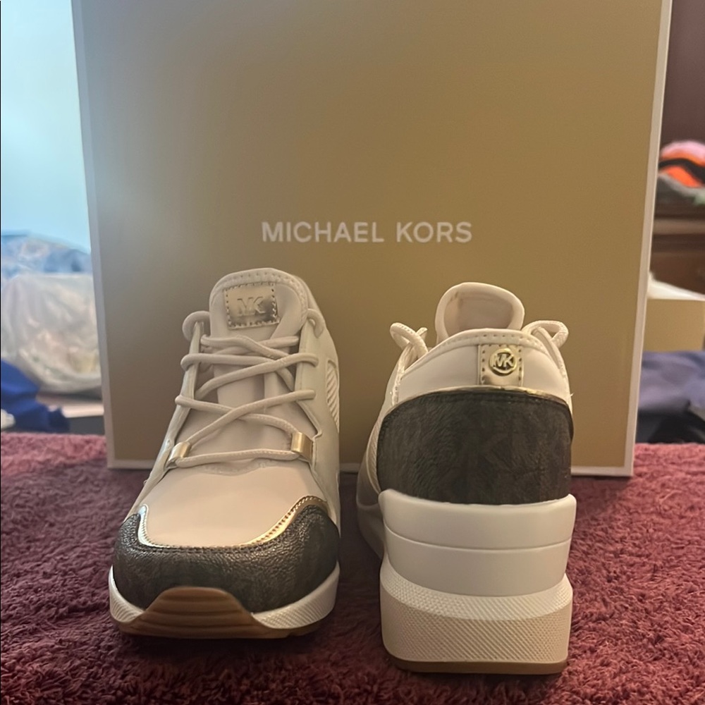 Michael Kors Cream and Brown Sneakers